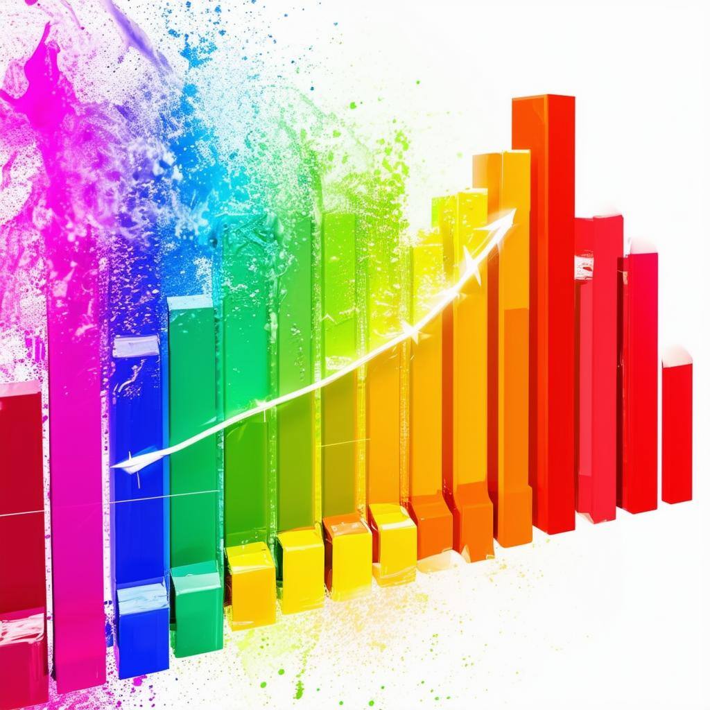 Revenue growth in colors against a white background against a white background